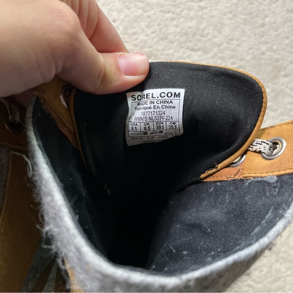 Sorel Lexie Lace-Up Wedge Boots Booties Felt Leather Joan of Arctic 8.5 - Picture 3 of 8